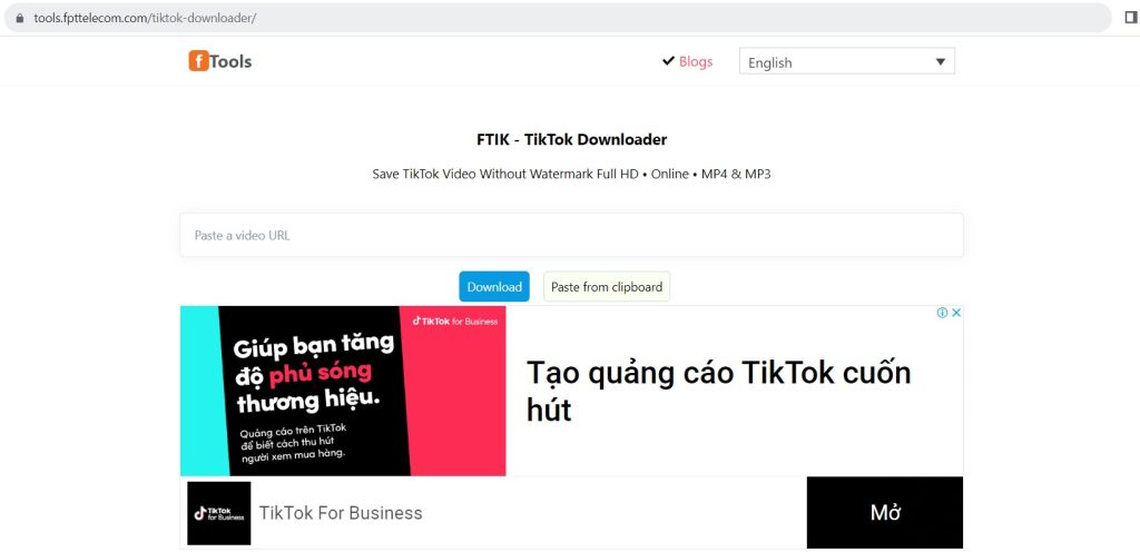 Cách tải video Tiktok không logo với FTIK